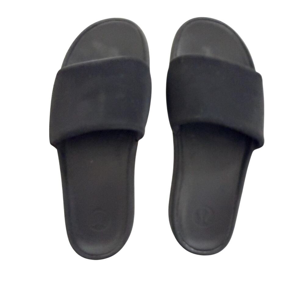 Lululemon Restfeel Slides Womens 8.5 Black Graphite Comfort Sandals Casual!